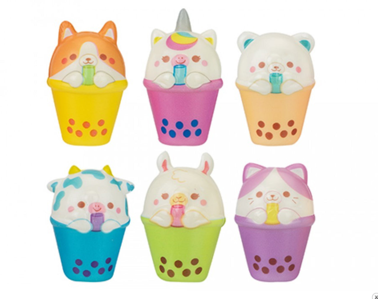 SLOW RISE BUBBLE TEA ANIMAL 6CM 6 ASSORTED