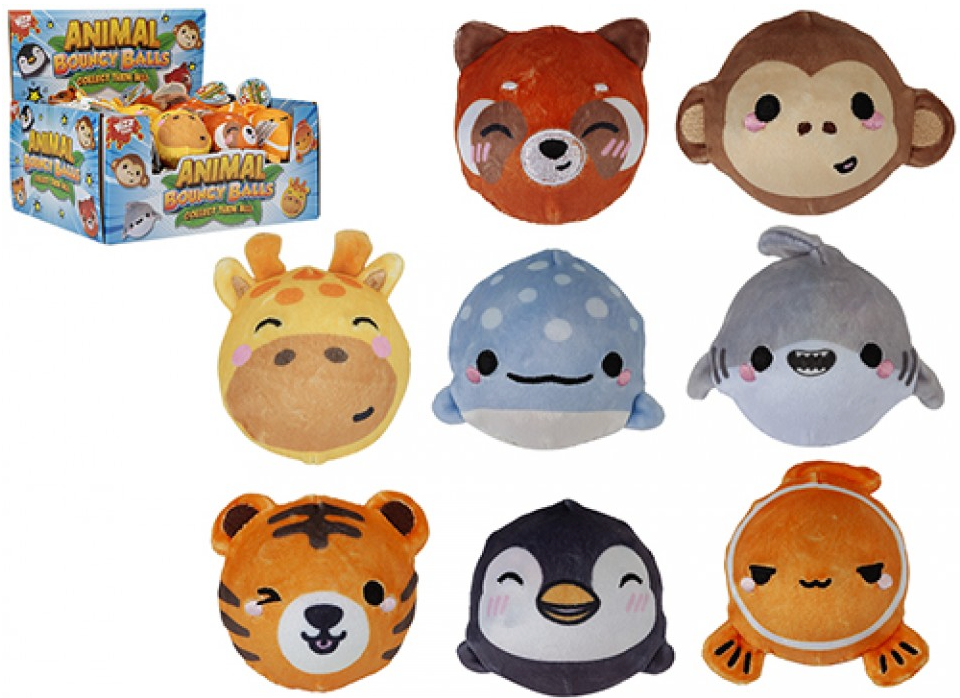 WIZZ TOYS HI BOUNCE ANIMAL PLUSH BALL 6.5CM 8 ASSORTED