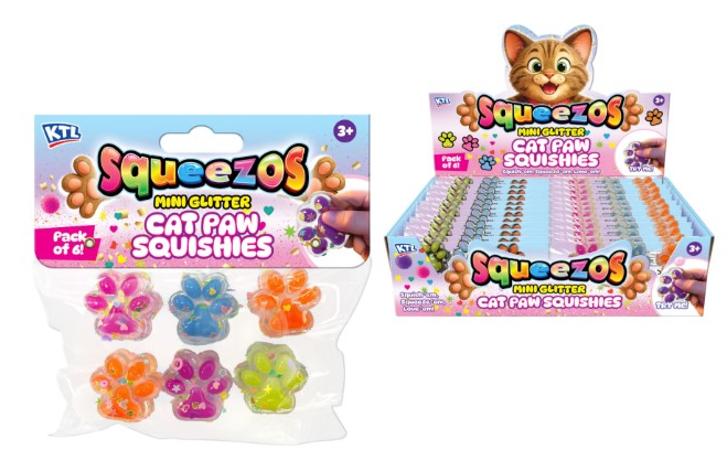Squeezos Mini Glitter Cat Paws - 6 Pack