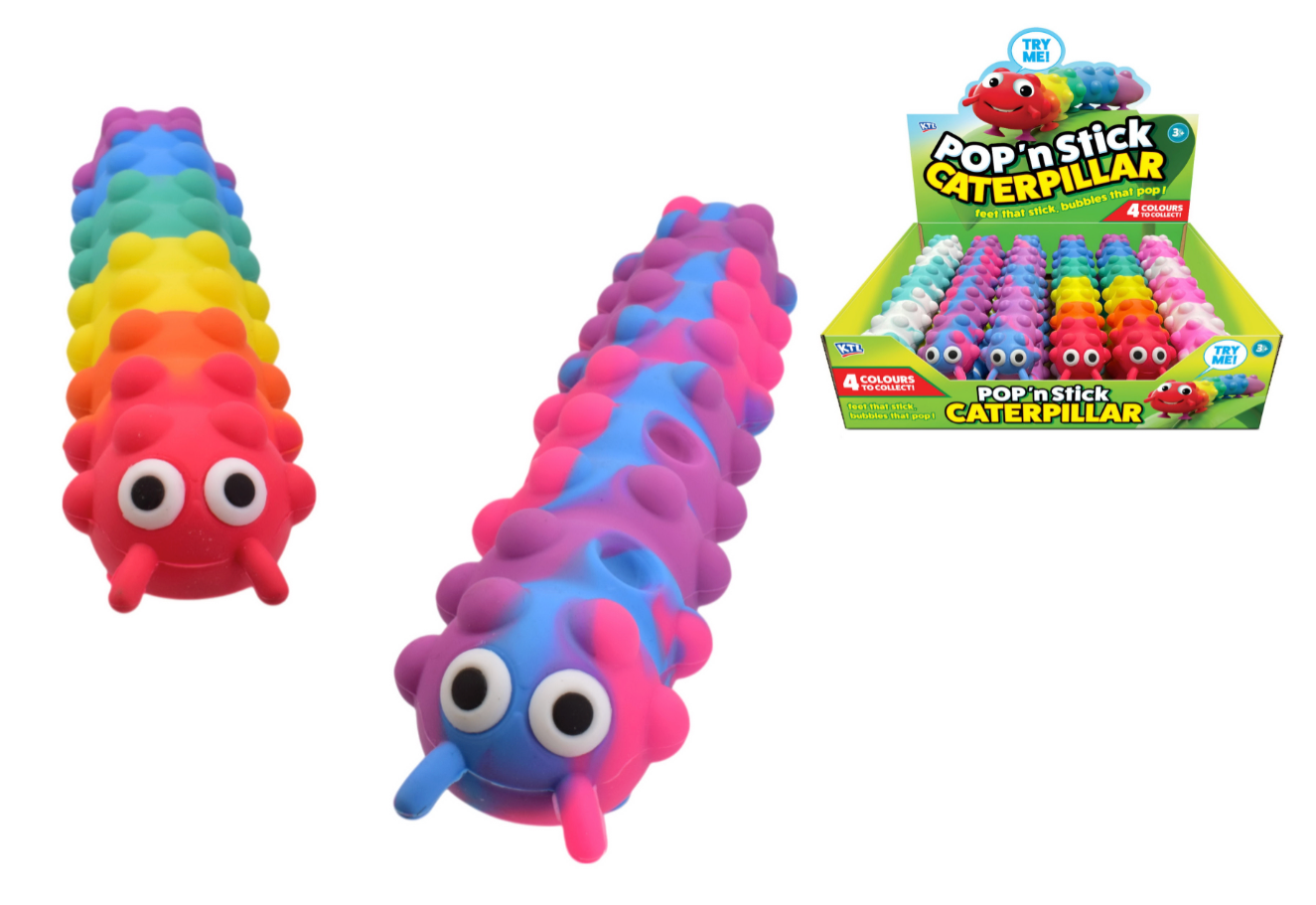 26cm Pop Suction Caterpillar (4 Asst Colours)