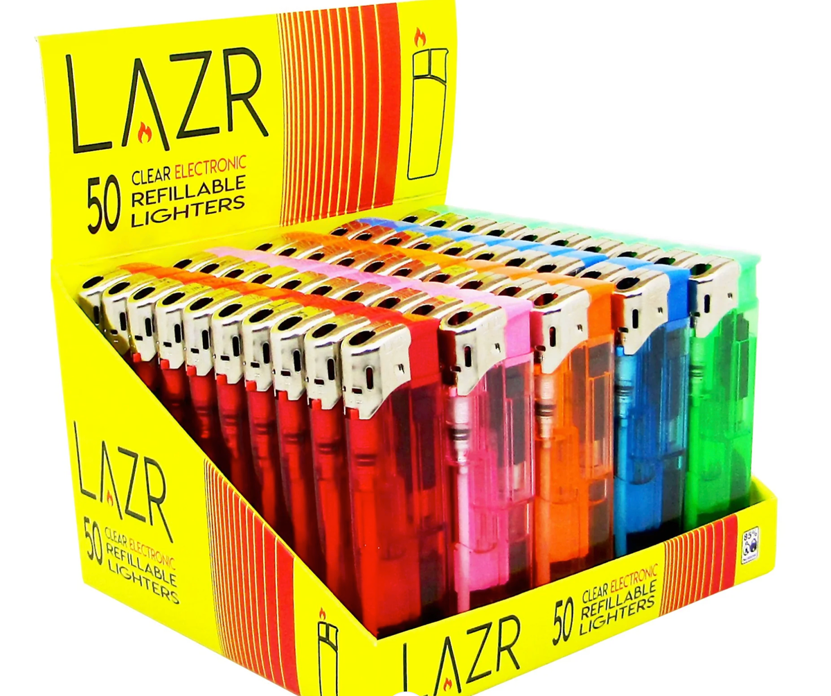Clear Electronic Refillable Lighter | 50 Pack