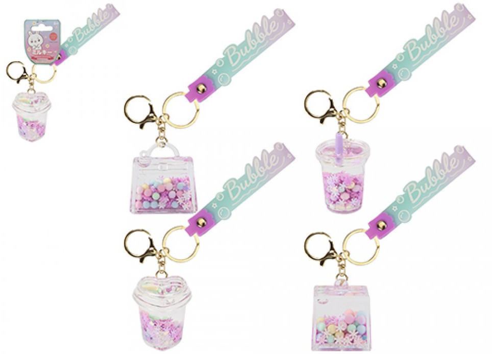 MOCHI POP ACRYLIC CHARM KEYRING WITH LIQUID & STRAP