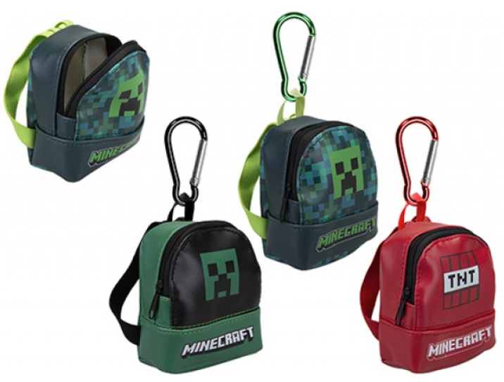 MINECRAFT MICRO BACKPACK BAG CLIP 10CM 3 ASSORTED