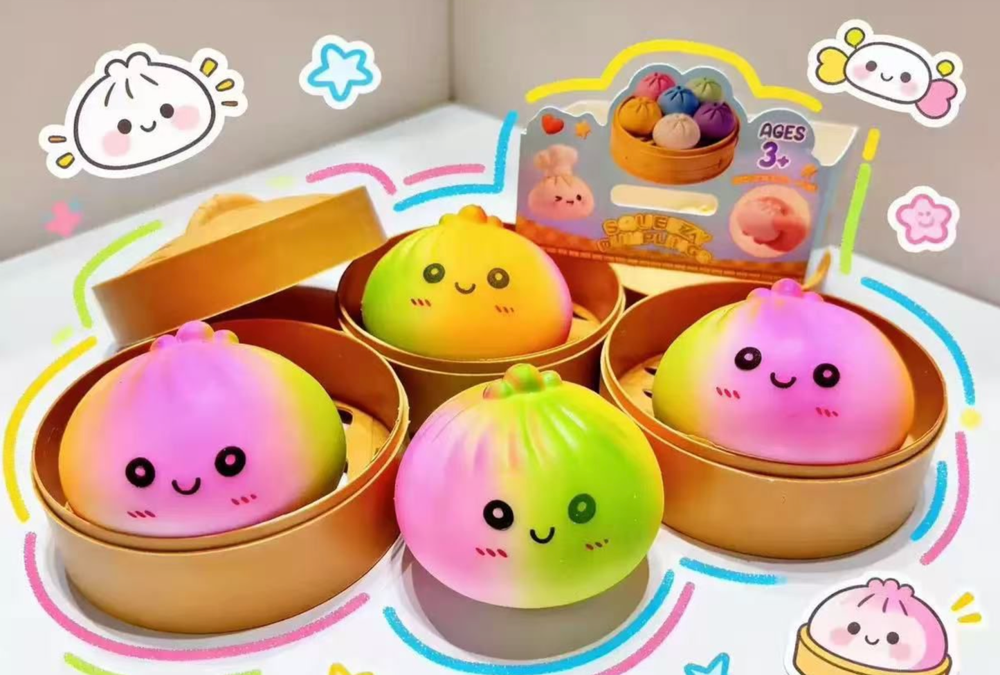 Rainbow Squishy Dumpling 6.5cm