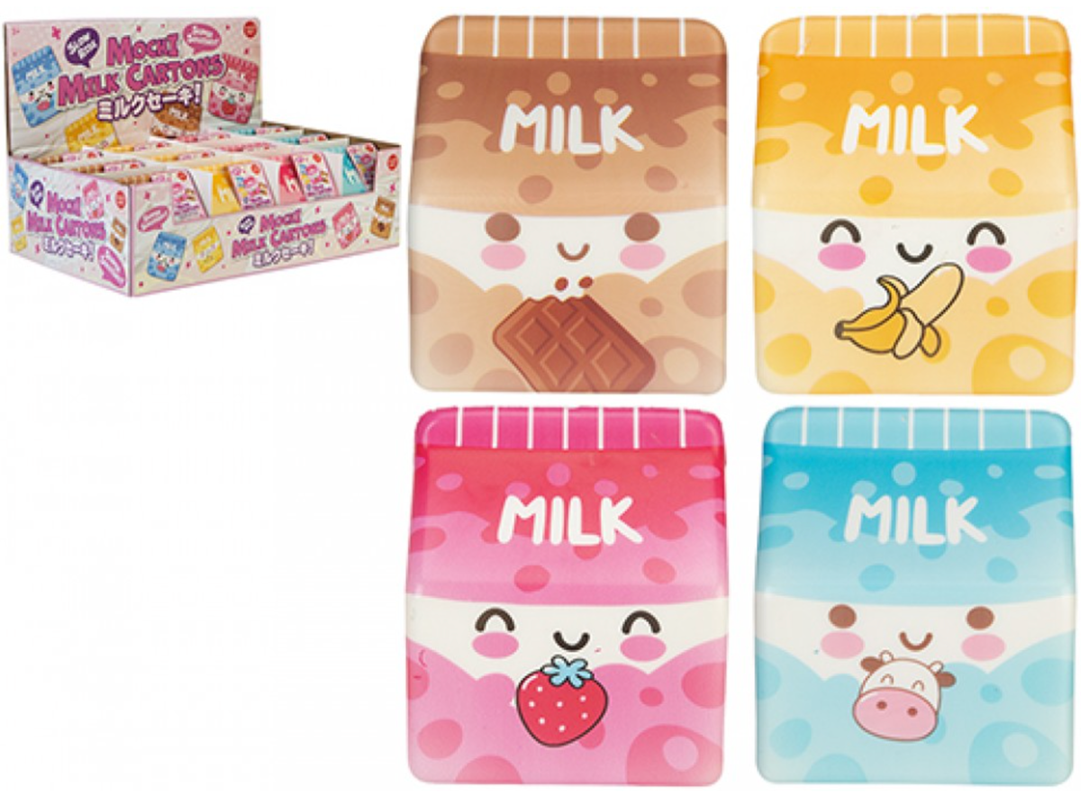 MOCHI POP SLOW RISE PU MILK CARTON 11CM 4 ASSORTED