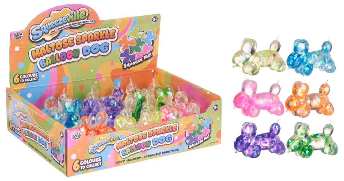 MALTOSE SPARKLE BALLOON DOG 6 ASST