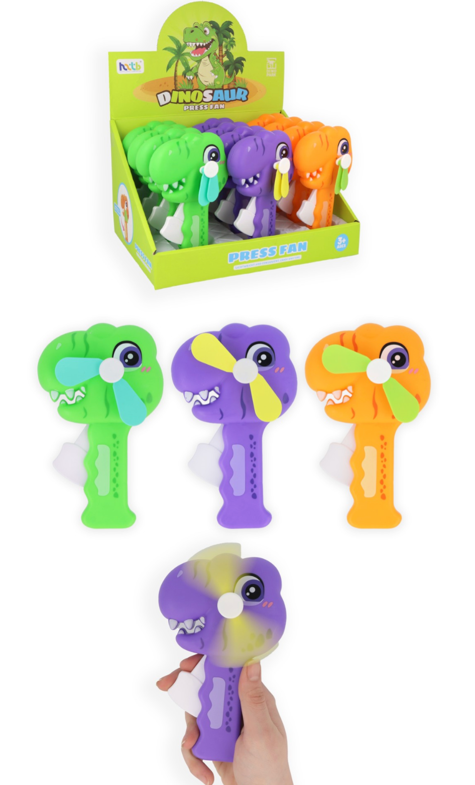 Dinosaur Manual Hand Fan (3 Assorted Colours)
