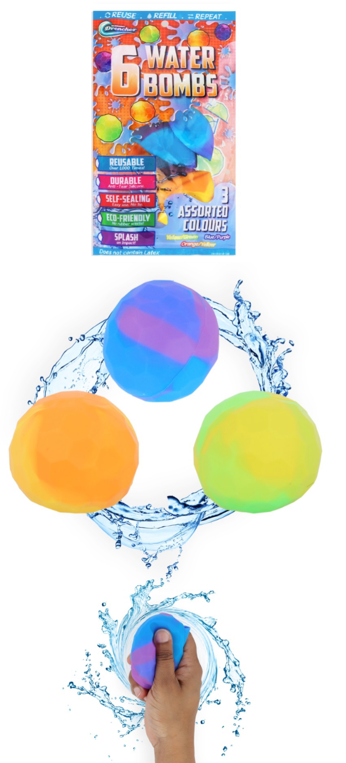 Reusable Silicone Water Bomb 6-Pack 3 Assorted Colours