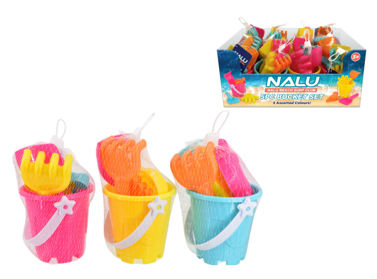 9cm Bucket Set In Display Box - 3 Asst Colours