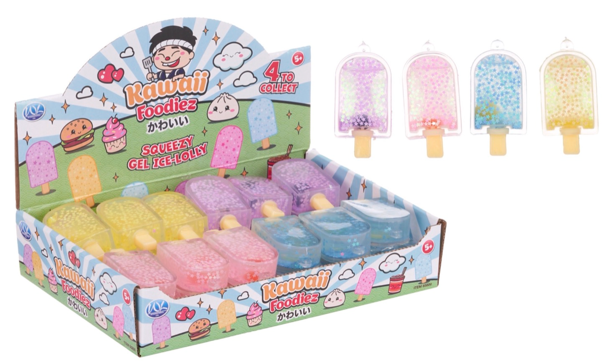 4CM SQUEEZY GEL ICE-LOLLY 4 ASST (DB) KAWAII FOODI