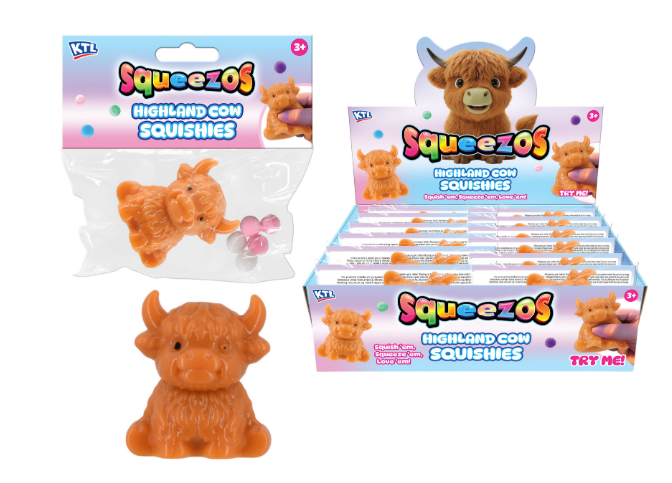 Squishy Highland Cow With Bobbles - Bag/Header & Dbx