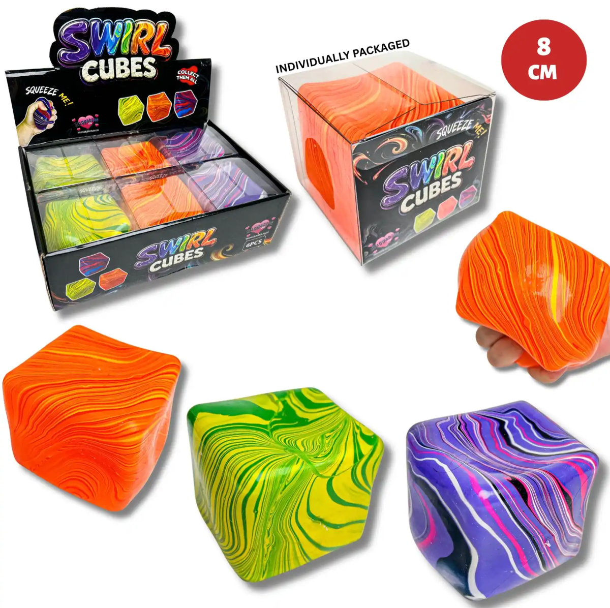 JUMBO 8CM SWIRL CUBE MALTOSE