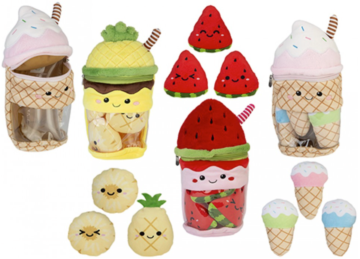 MOCHI POP SNACK PACK DRINKS PLUSHIE POUCH 28CM 3 ASSORTED