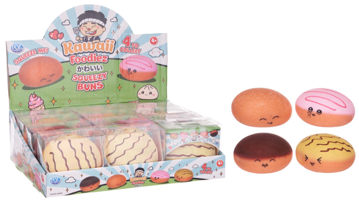 8CM SQUEEZY BUNS 4 ASST (DB) KAWAII FOODIEZ