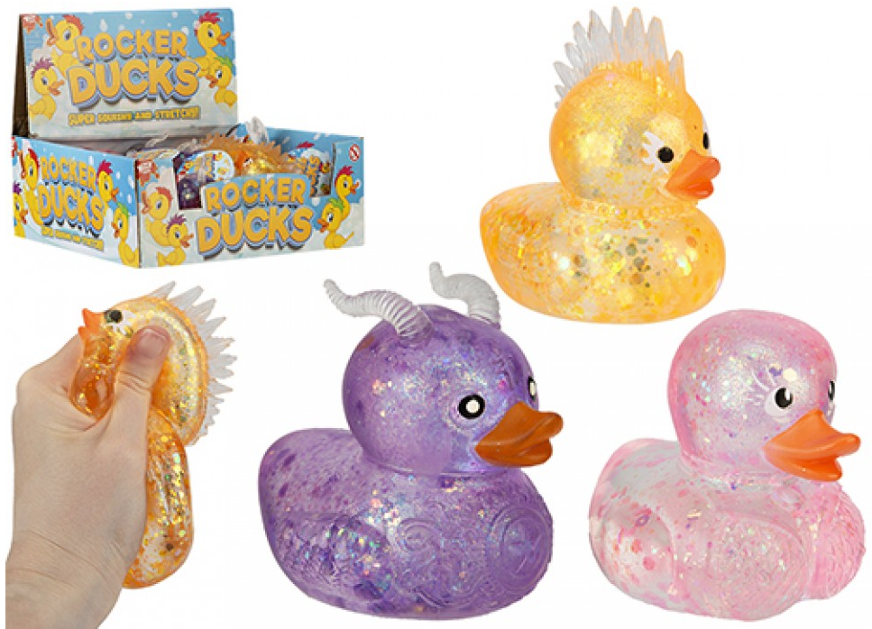 WIZZ TOYS PUNK ROCKER SQUISHY DUCKS 7CM 3 ASSORTED