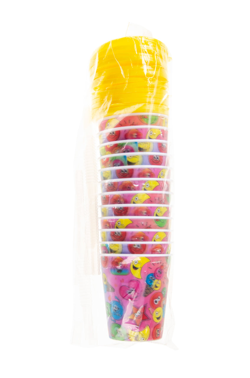 3D CUP W STRAW & LID, EMOTION FACES
