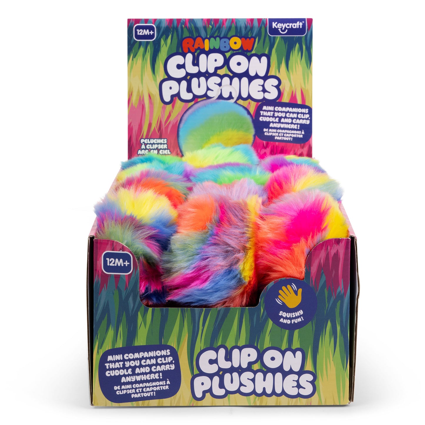 Rainbow Fluff Clip & Cuddle Plush Keyrings