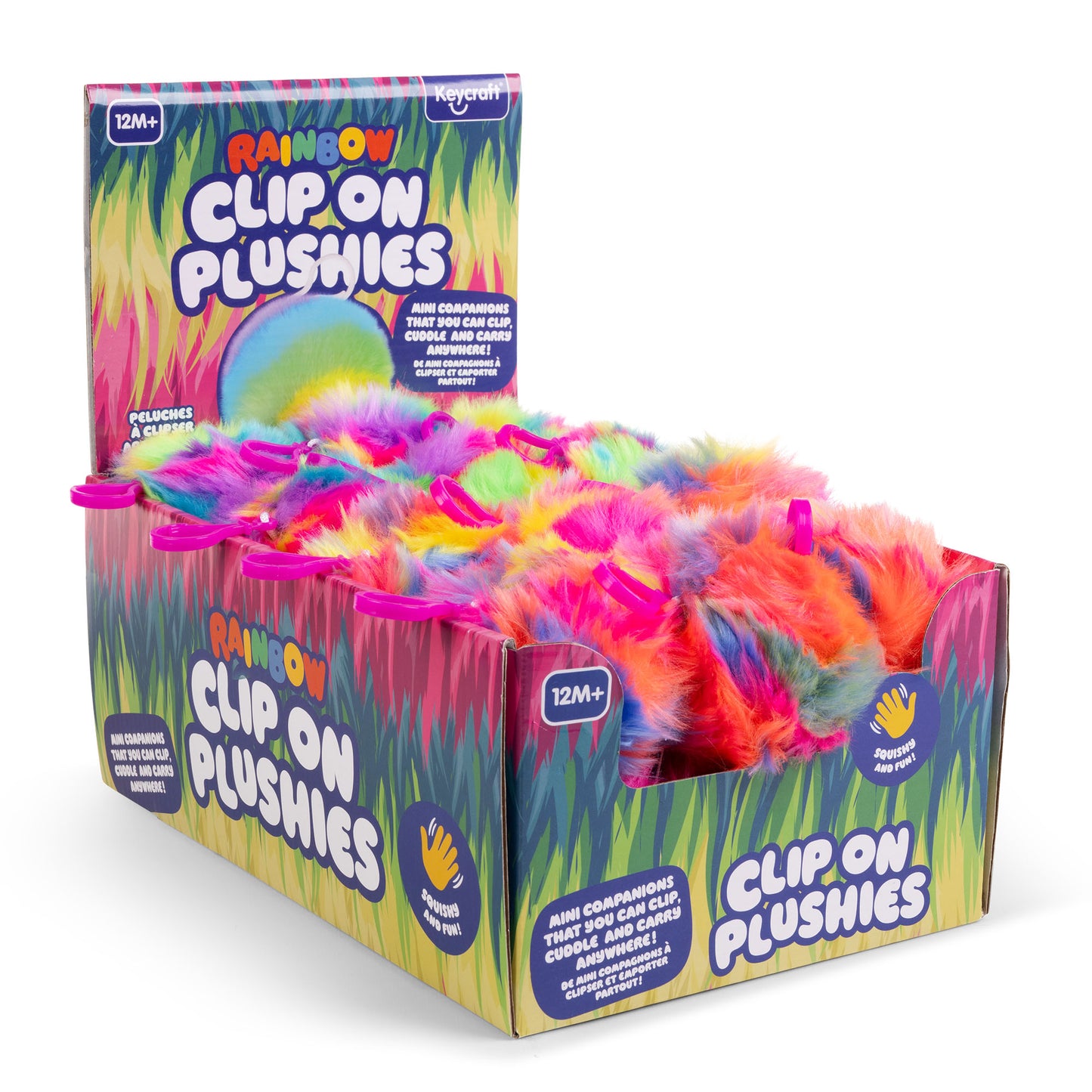 Rainbow Fluff Clip & Cuddle Plush Keyrings