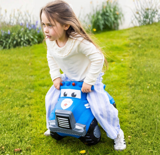 Blue Police Truck | Inflatable Bouncy Ride-On Toy