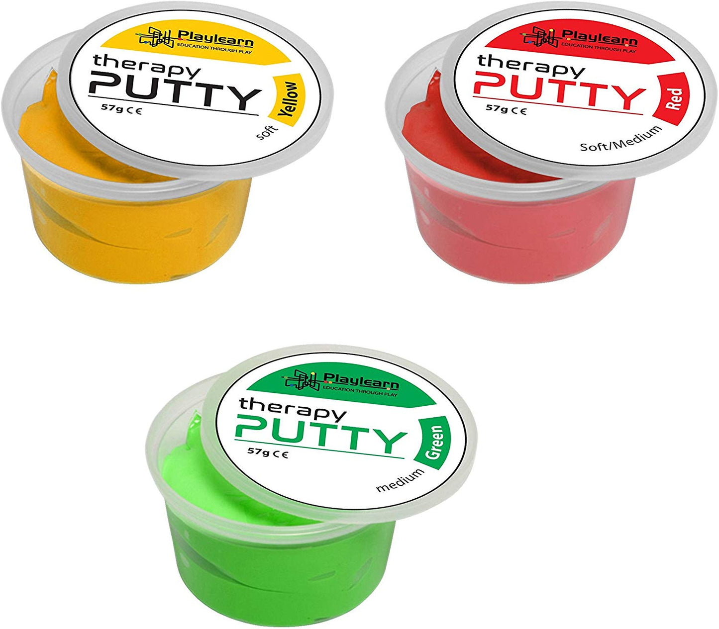 Therapy Putty (Set of 3) Soft (Yellow), Soft/Medium (Red) and Medium (Green)