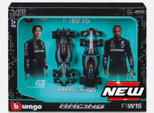 Model Car Formula 1 F1 1:43 Burago Mercedes F1 W15 Hamilton Russell 2024