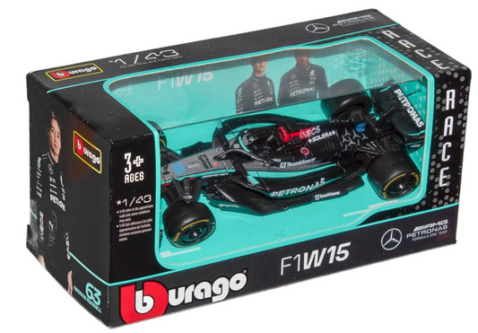 Bburago F1 Formula 1 MERCEDES AMG W15 (2024) - RUSSELL - Incredibly Detailed Die-Cast Replica Collectible Race Car Model, Multiple Colours
