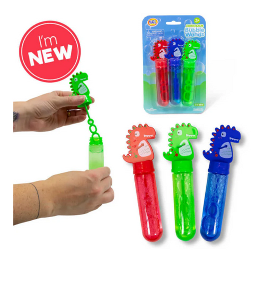 3pk Dinosaur Mini Bubble Wands