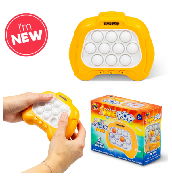 TIME POP LIGHT UP PUSH POPPER GAME - COLOURS VARY