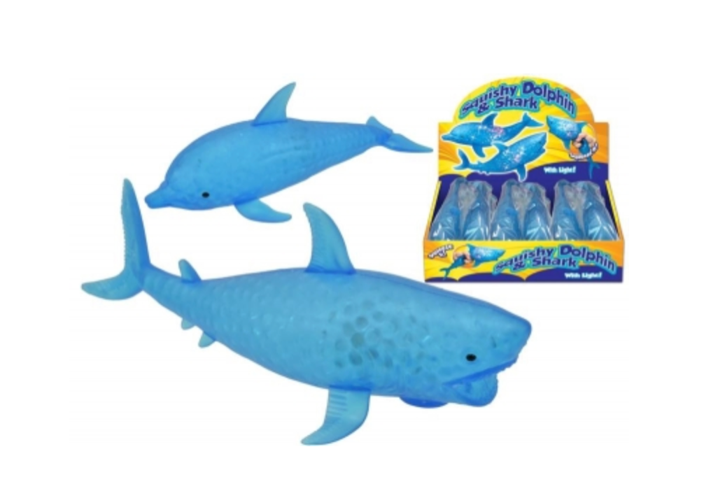 Light Up Squeeze Squishy Shark & Dolphin Toy