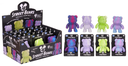 12CM SQUEEZY 2-TONE STREET BEARS 4 ASST (DB)