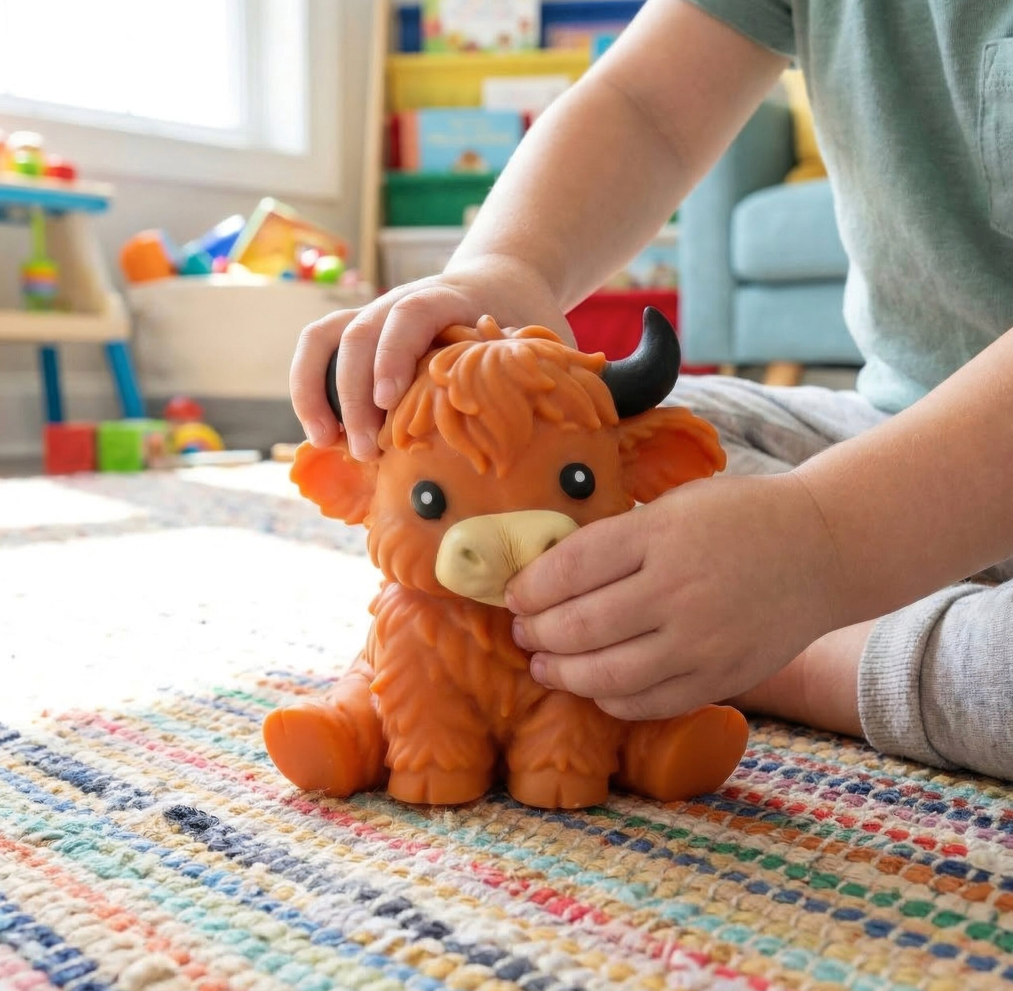 Giant Squeeze Highland Cow Toy (13cm x 9cm x 11.5cm)