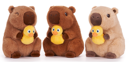 8.5"/21CM CAPYBARA HOLDING YELLOW DUCK 3 ASST
