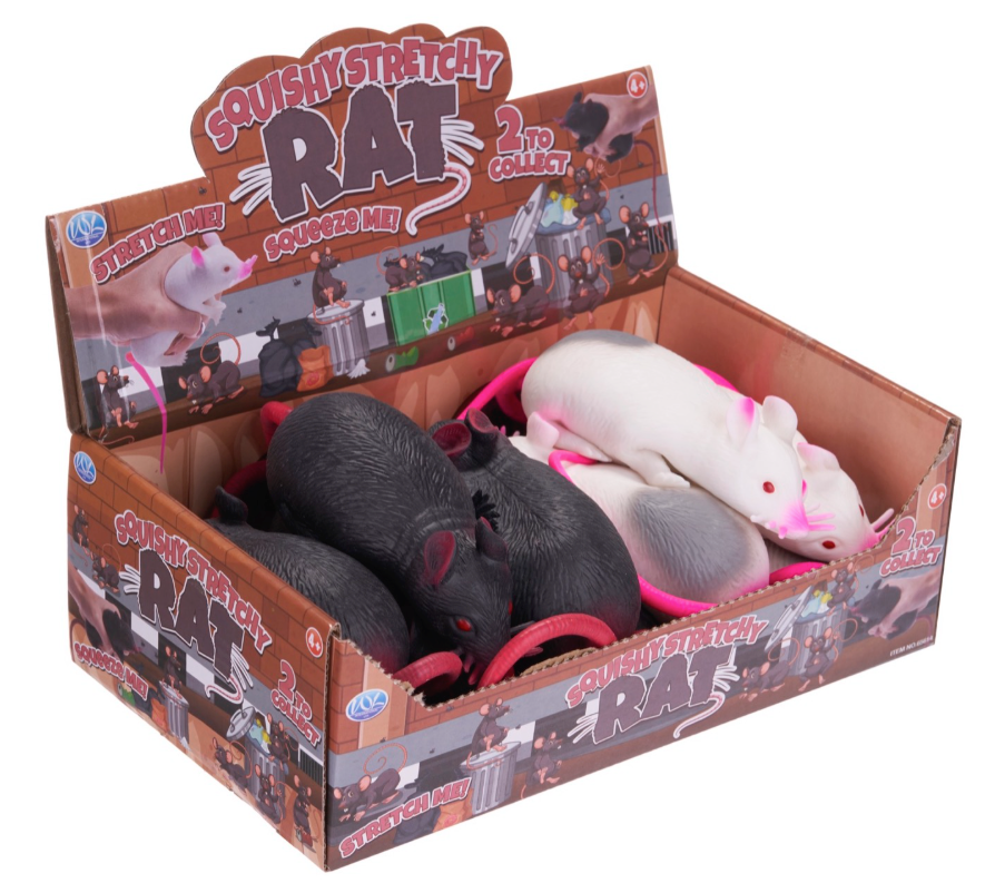 5CM SQUISHY/STRETCHY RAT 2 ASST