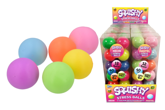 12pcs x 4cm Squishy Balls - Acetate Box In Dbx