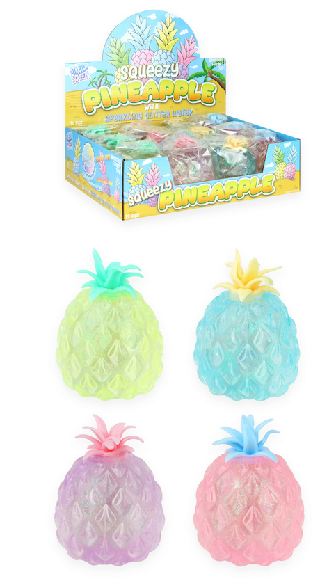 Pastel Pineapple Squeeze Toy with Beads (11cm) 4 Assorted Colours