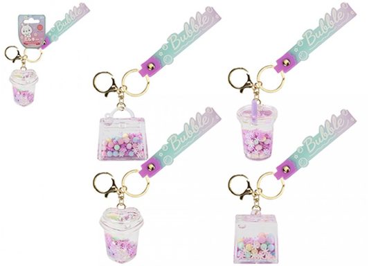 MOCHI POP ACRYLIC CHARM KEYRING WITH LIQUID & STRAP