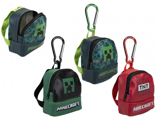 MINECRAFT MICRO BACKPACK BAG CLIP 10CM 3 ASSORTED