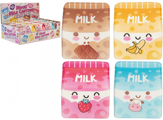 MOCHI POP SLOW RISE PU MILK CARTON 11CM 4 ASSORTED