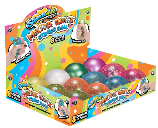 60MM MALTOSE SQUEEZE STRESS BALL 8 ASST