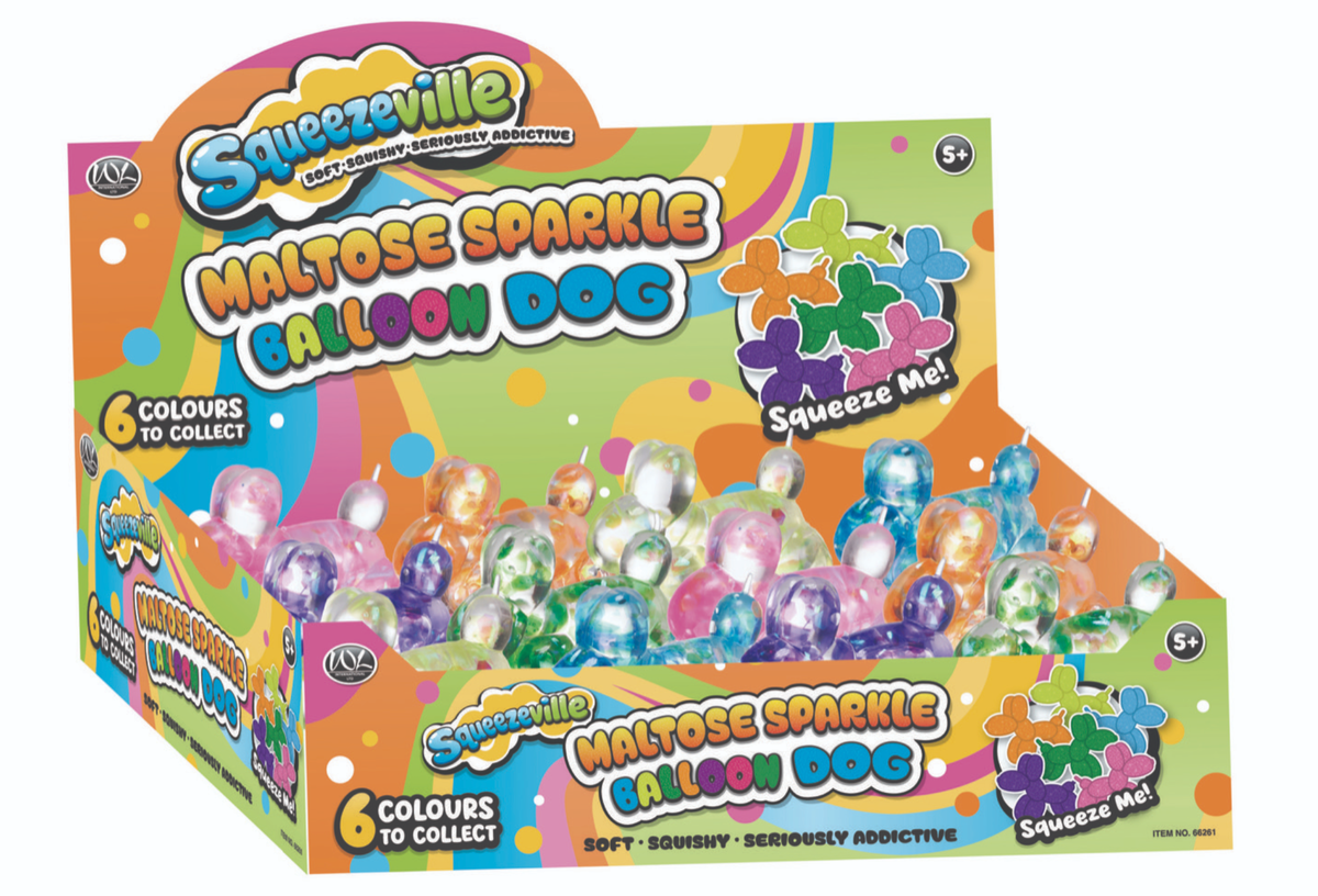 MALTOSE SPARKLE BALLOON DOG 6 ASST