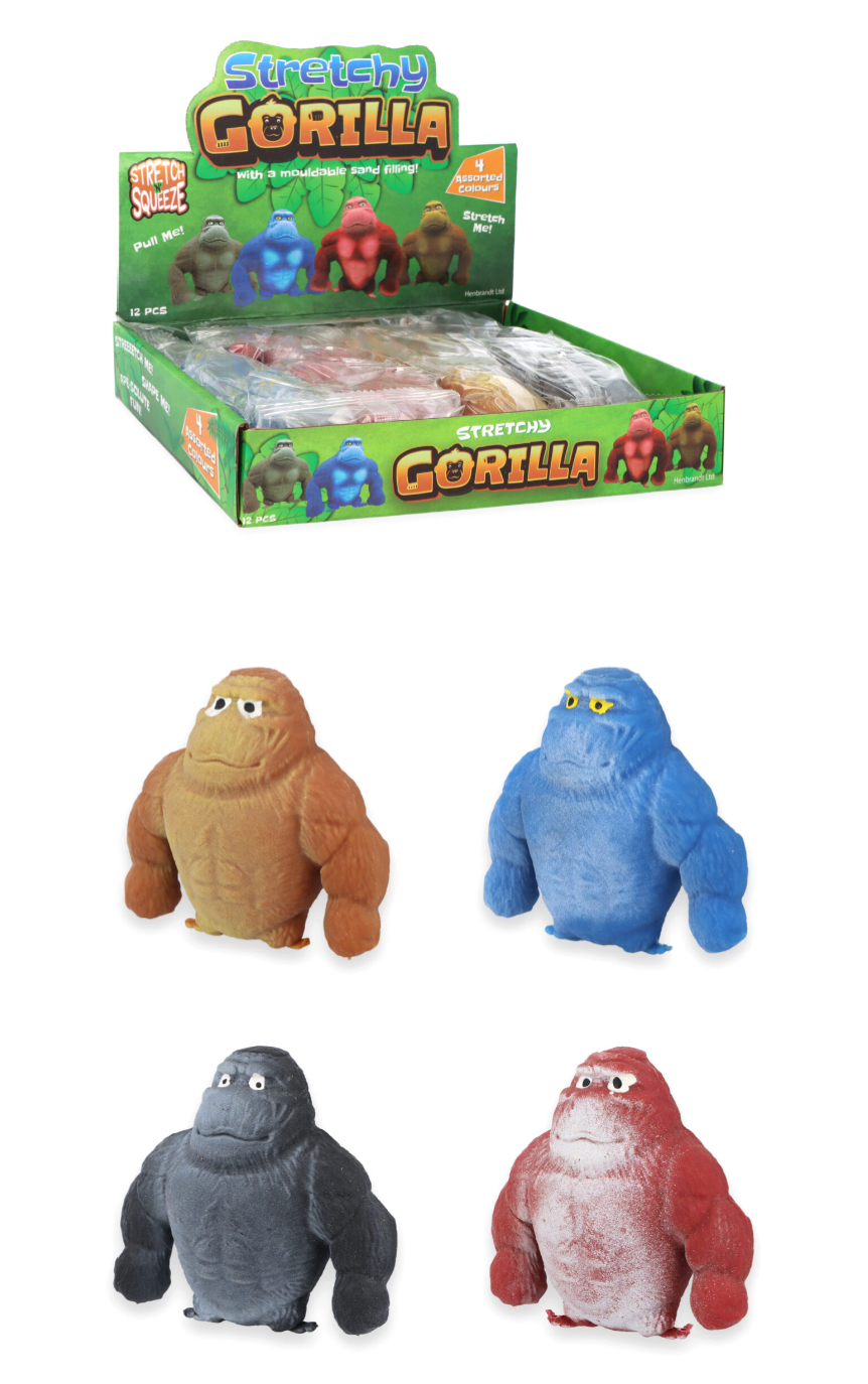 Mini Stretchy Gorilla Squeeze Toy (6.5cm) 4 Assorted Colours