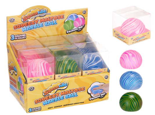 6CM SQUEEZY MALTOSE MARBLE BALL 3 ASST