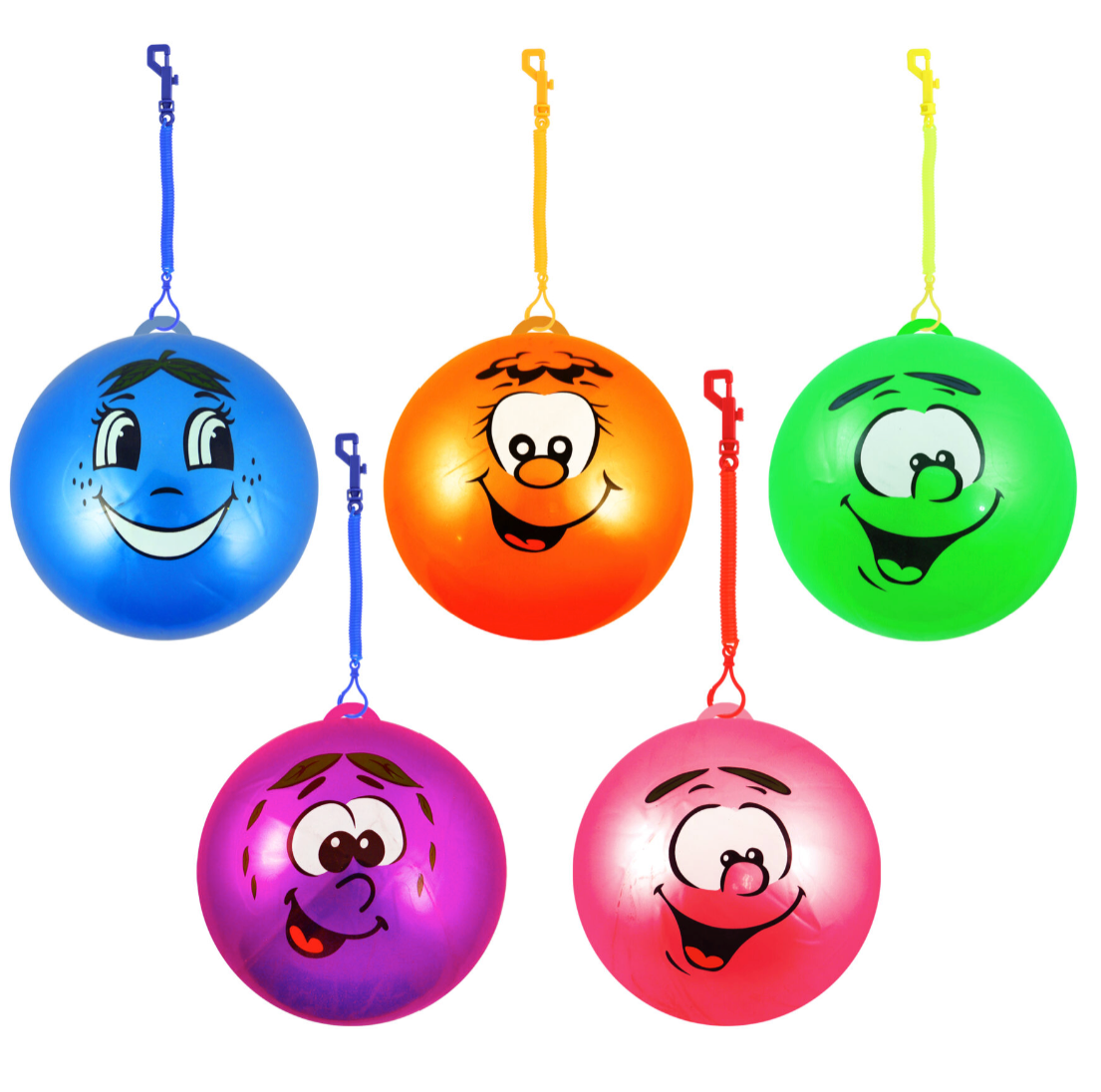 Fruit Scented Bounce Balls in 5 Assorted Designs (25cm) with Hook and Spiral Keychain