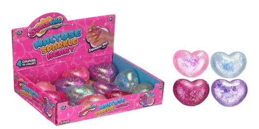 MALTOSE SPARKLE HEART 4 ASST (DB) 6.5x5.4CM