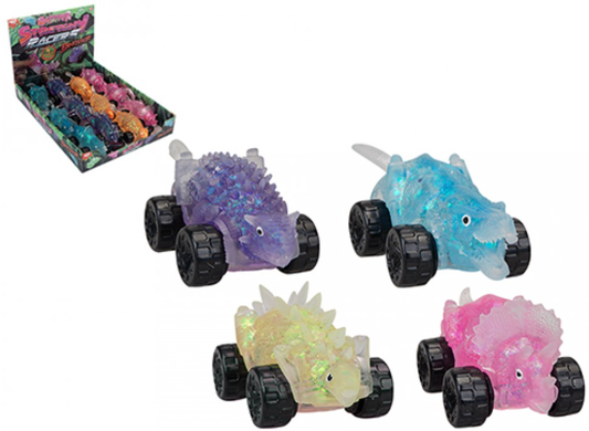 WIZZ TOYS GLITZ DINO STRETCHY RACERS 13.5CM 4 ASSORTED