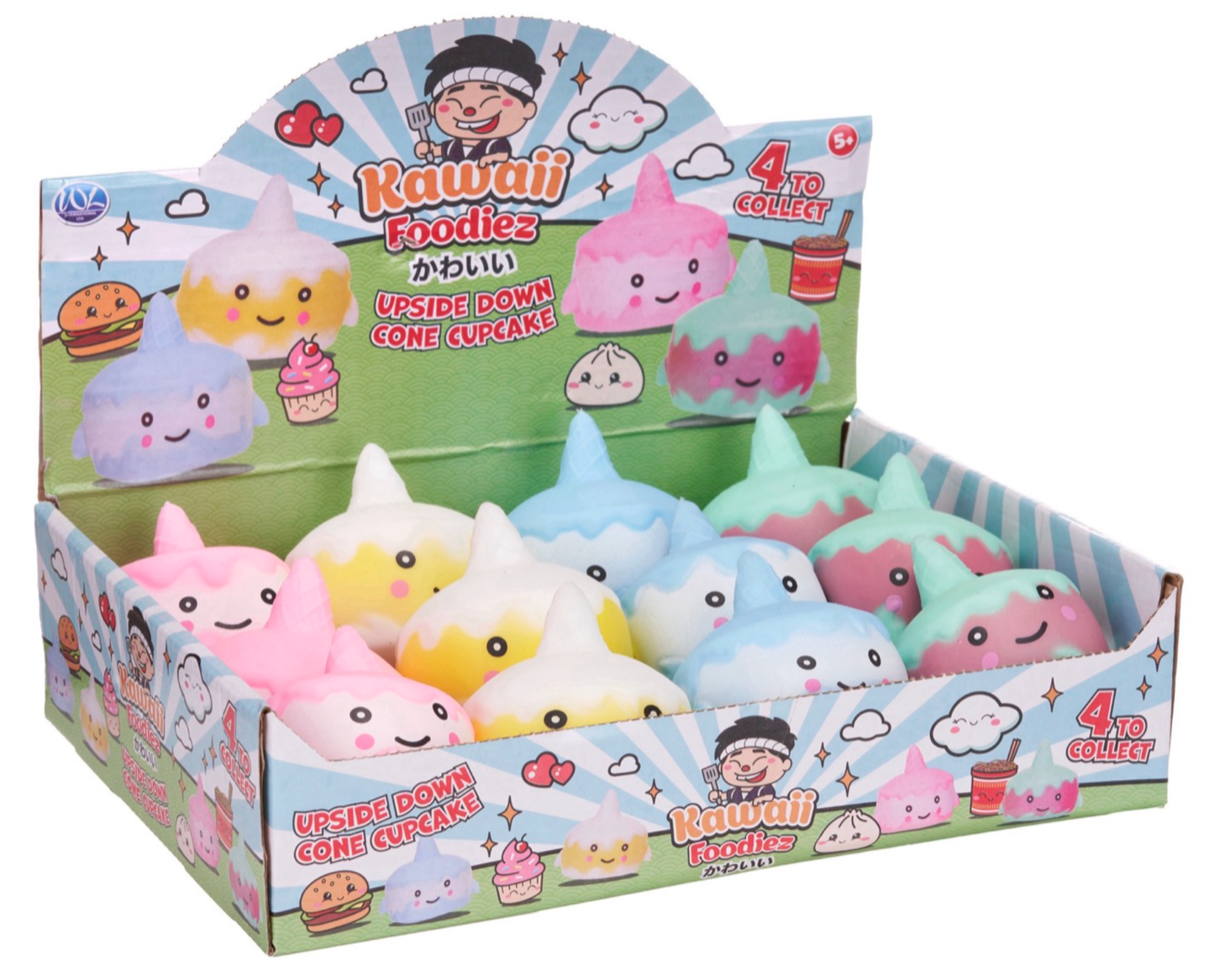 8CM KAWAII UPSIDE DOWN CONE CUPCAKE 4 ASST