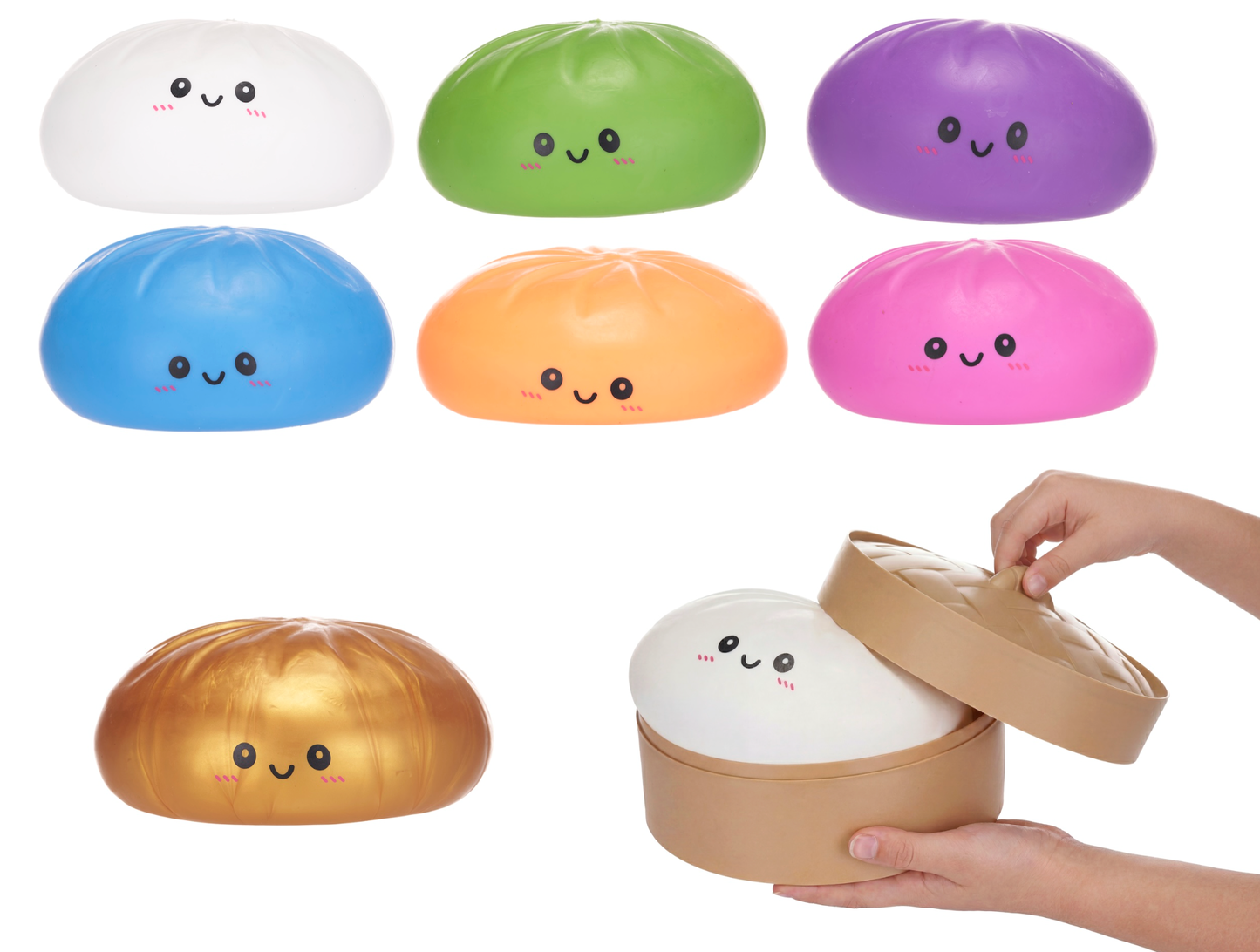 25CM XXL SQUEEZY DUMPLING 6+1 ASST KAWAII FOODIEZ