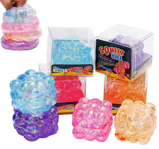 5cm Glitter Bubble Squishy Cube