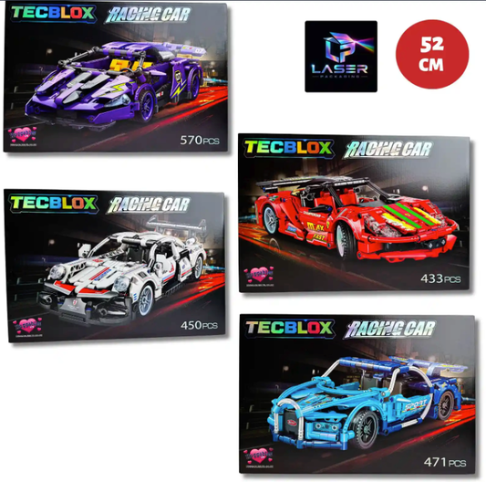 52CM TECBLOX BYO RACING CAR 4 ASSORTED BLOCKS SETS