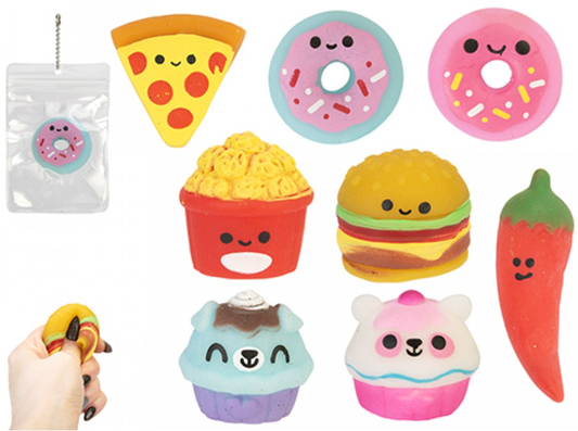 MOCHI POP COMICAL FOOD JELLY SQUISH 4CM 8 ASSORTED